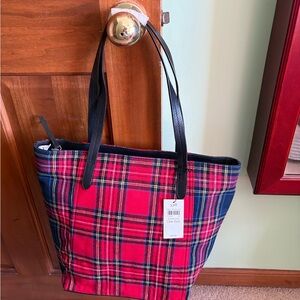 J. Jill Red and Blue Plaid Tote